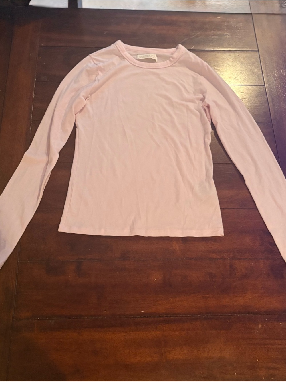 Abercrombie & Fitch Light Pink Lounge Set - Long Sleeve Top & Wide Leg Pants - Picture 3 of 8